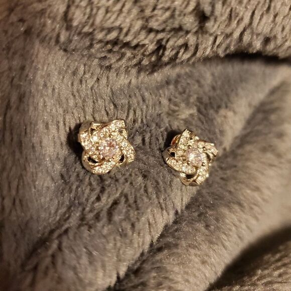 Silver Crystal Stud Earrings - Picture 3 of 4